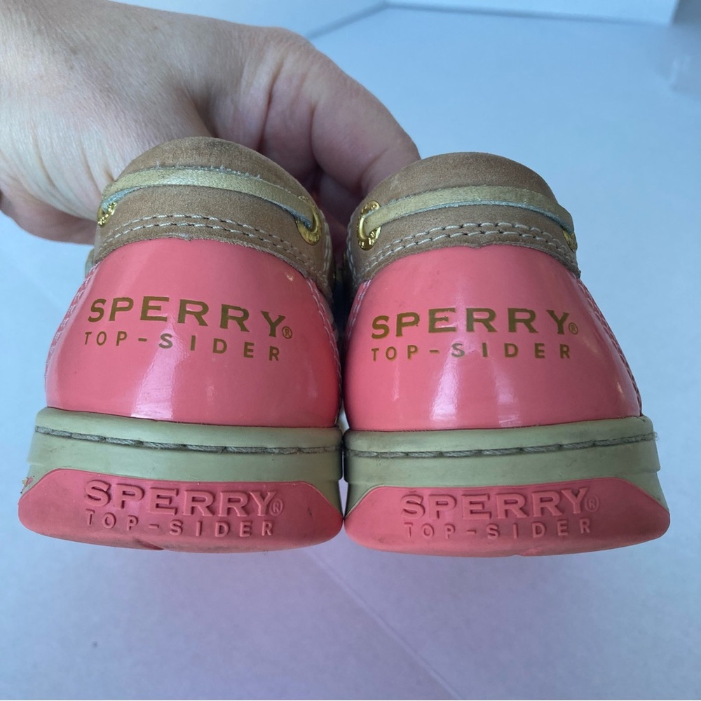 Sperry Leather Women Plaid Boat Shoes‎ Loafers Pink and Tan Size 8 - Picture 7 of 11